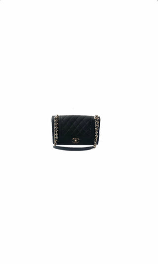 Black Vintage Mademoiselle Flap Bag Calfskin Leather & Gold Hardware