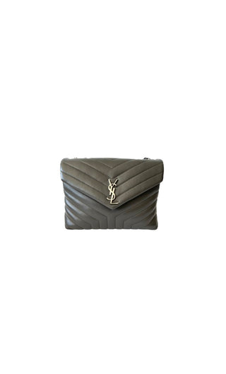 Dark Grey Chevron Quilted Leather LouLou Bag