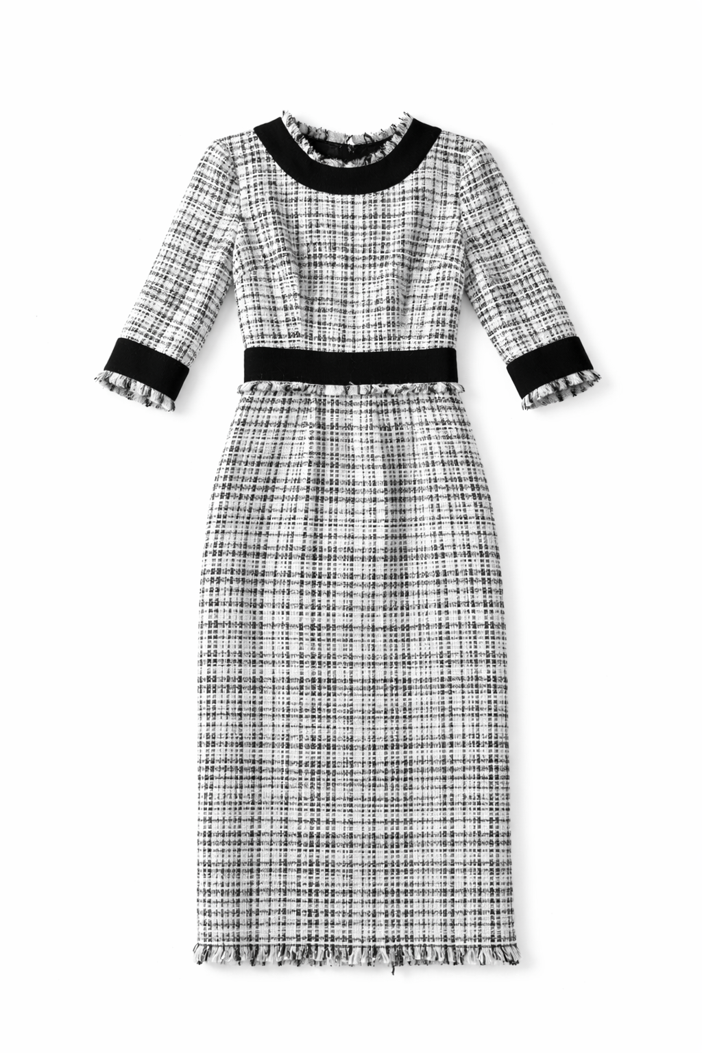 Chanel Black & White Tweed Midi Dress