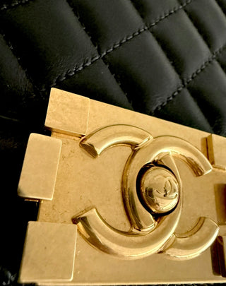 Chanel Black Quilted Lambskin Medium Boy Bag