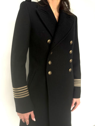 Saint Laurent Black Wool Double Breasted Sailor Coat