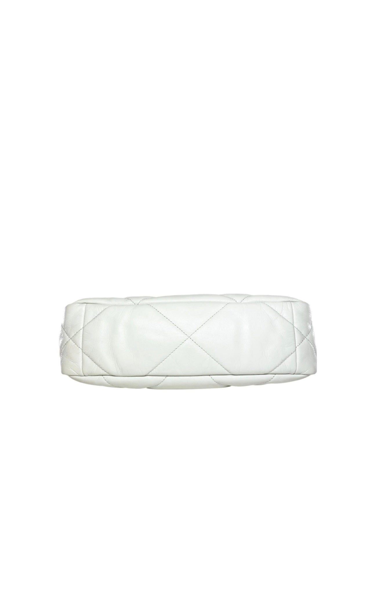 White Chanel 19 Small Flap Bag in Lambskin Leather