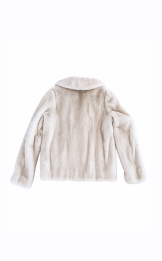 Saint Laurent White Mink Cropped Jacket