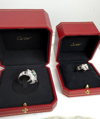 White Gold Panthere De Cartier Diamond, Emerald & Onyx Ring