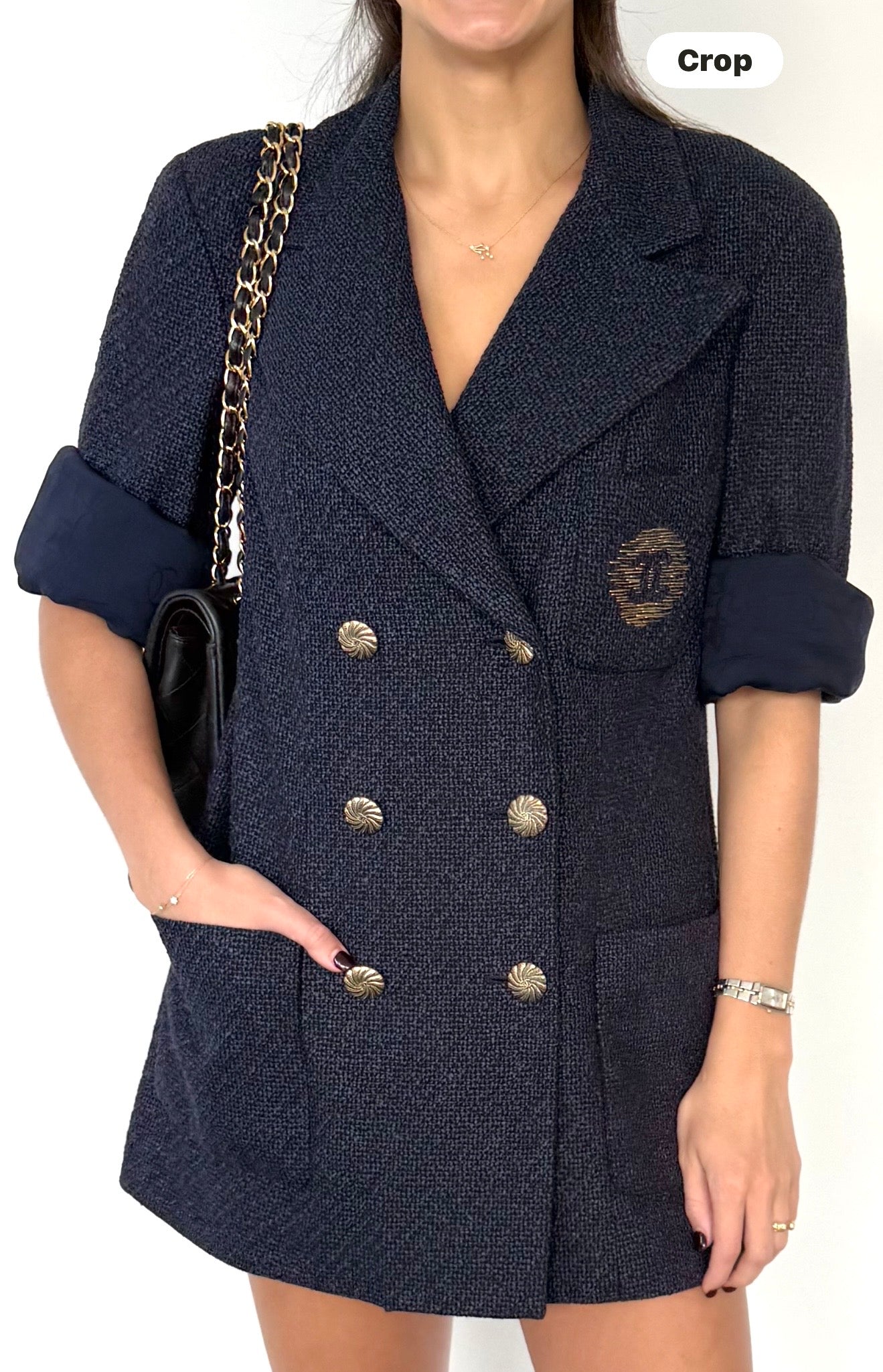 RARE Chanel Iconic Navy Tweed Jacket Excellent Condition