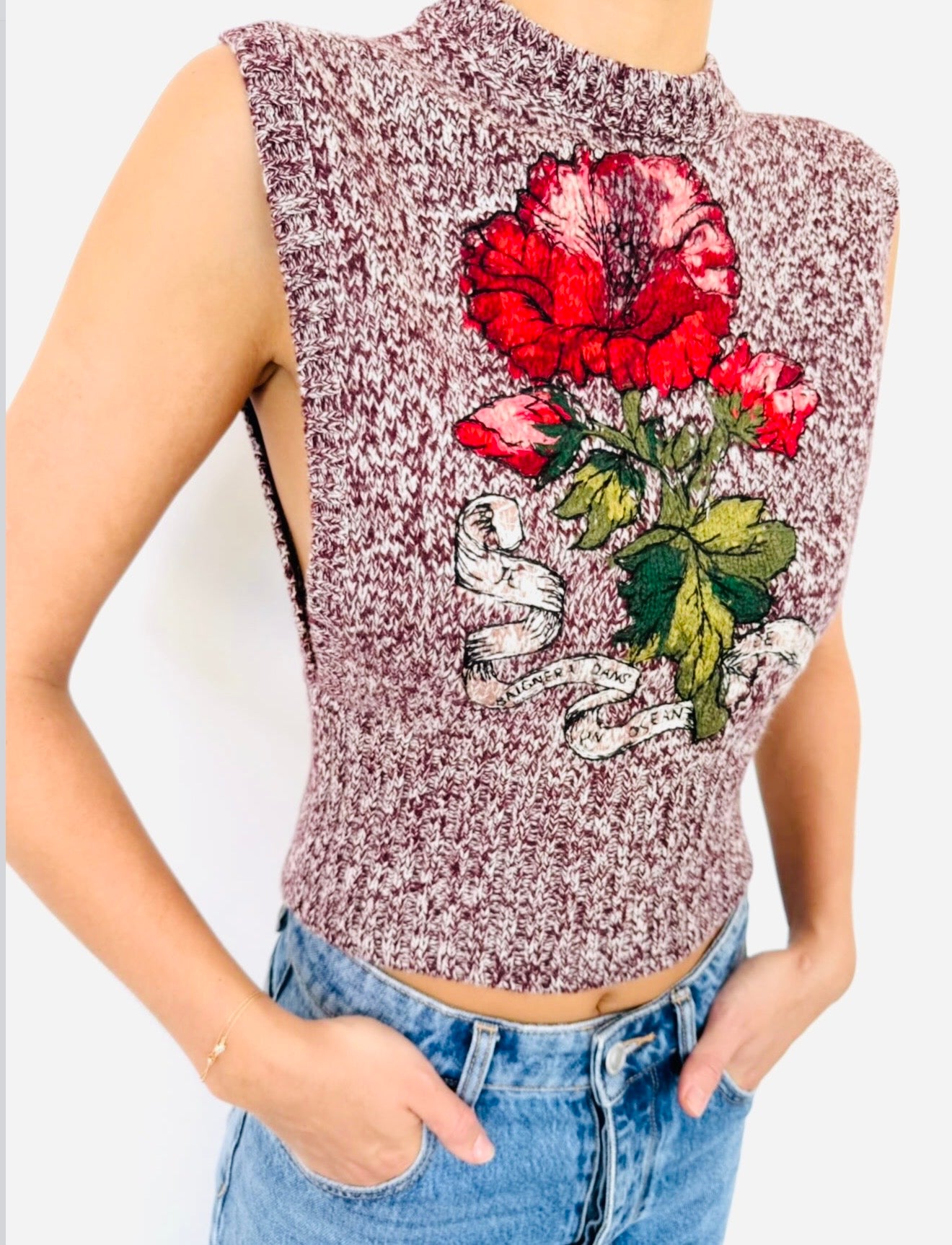 Christian Dior Multicoloured Floral Logo Wool Top