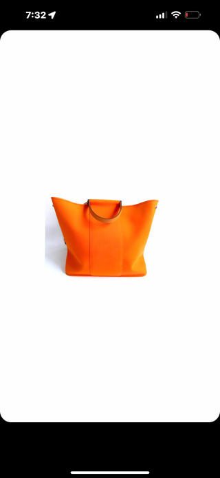 Orange Cabag Cloth Tote w Tan Handles