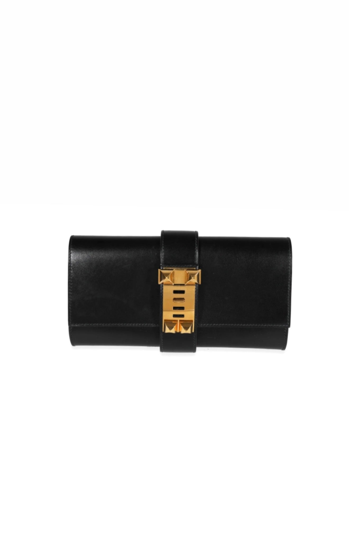 Black Metor 23 Box Calf Leather Clutch