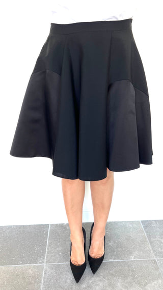 Black Short Mohair & Wool Panel Skirt