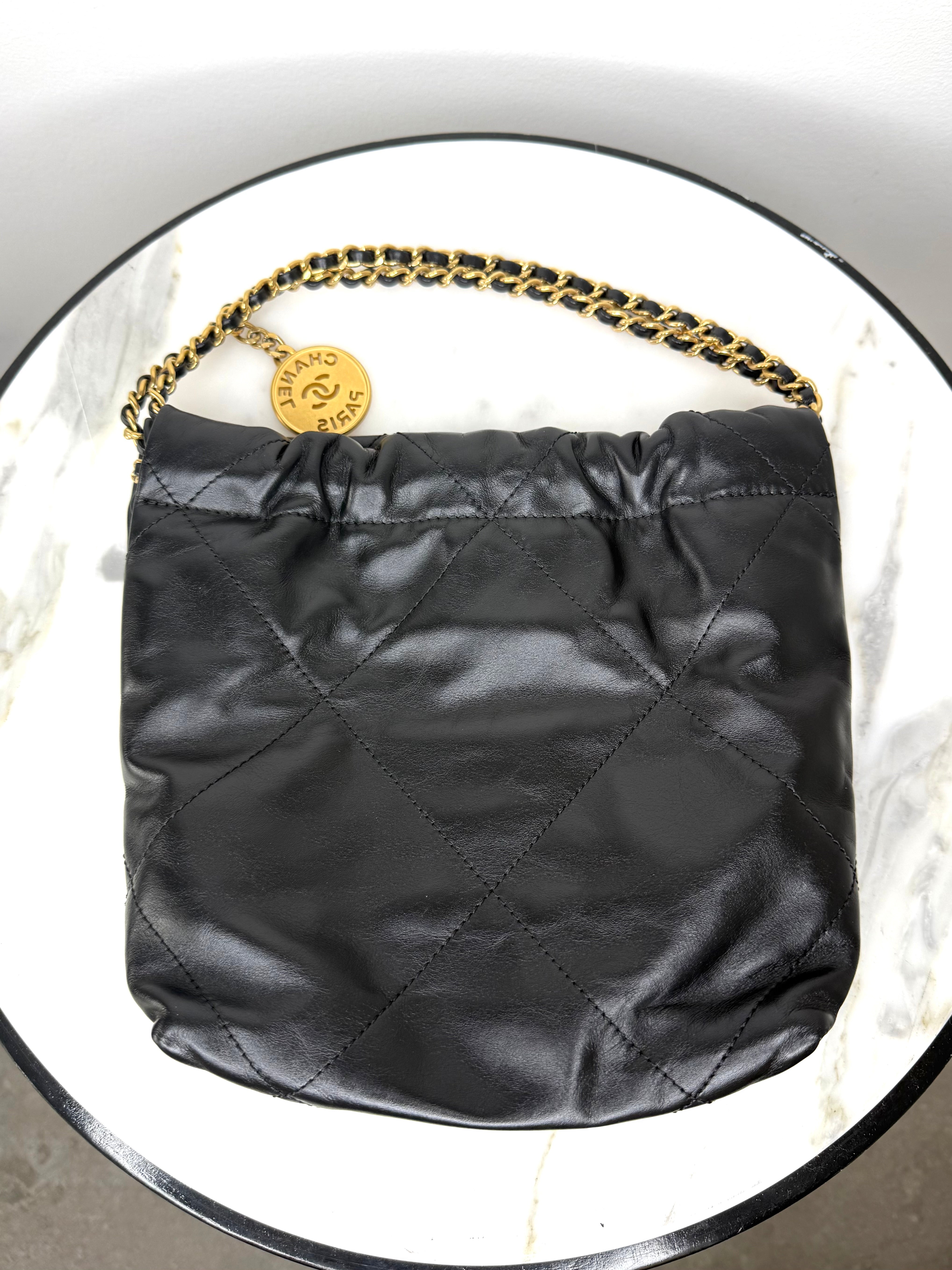 Chanel Black 22 Mini w Gold Hardware Excellent Condition