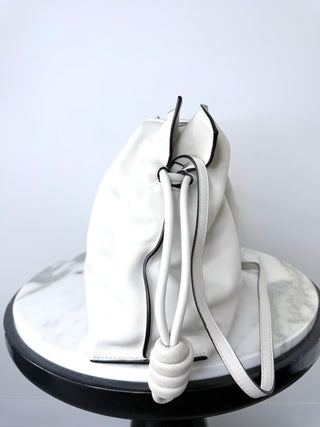 Loewe Dusty White Flamenco Clutch w Strap Excellent Condition