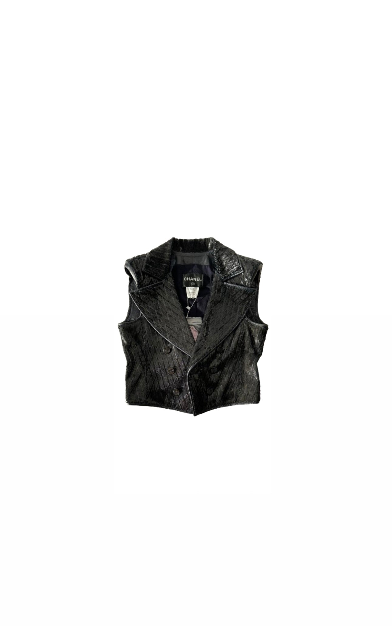 Navy / Black Laser Cut Lambskin Vest