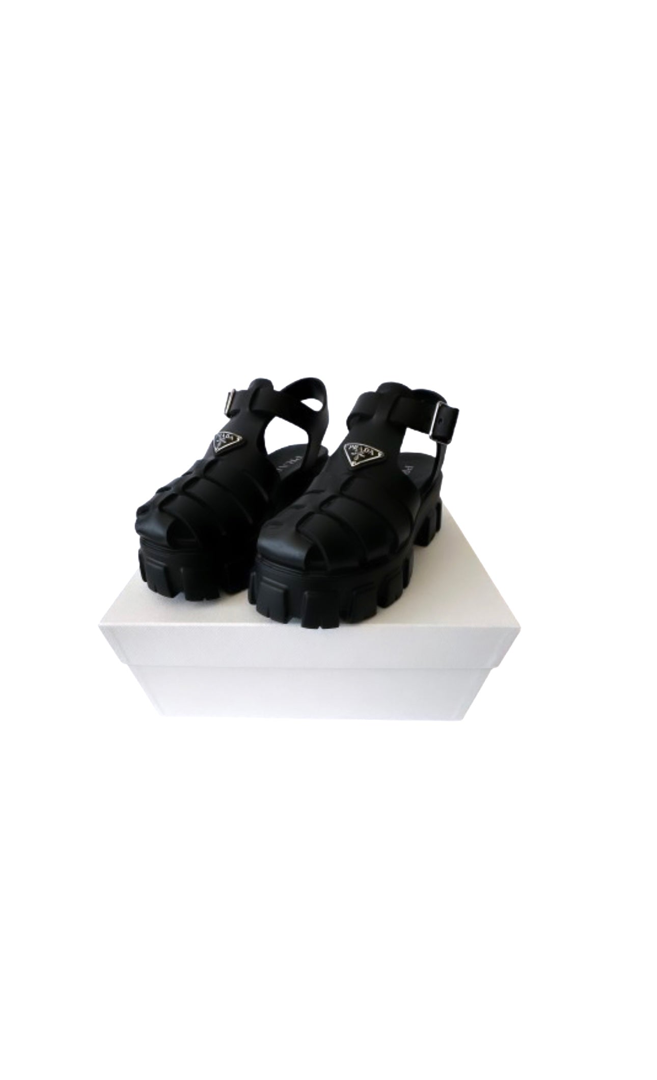 Black Rubber Monolith Platform Sandals