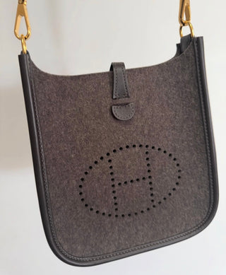 Brown Wool Mini Hermes Crossbody Bag