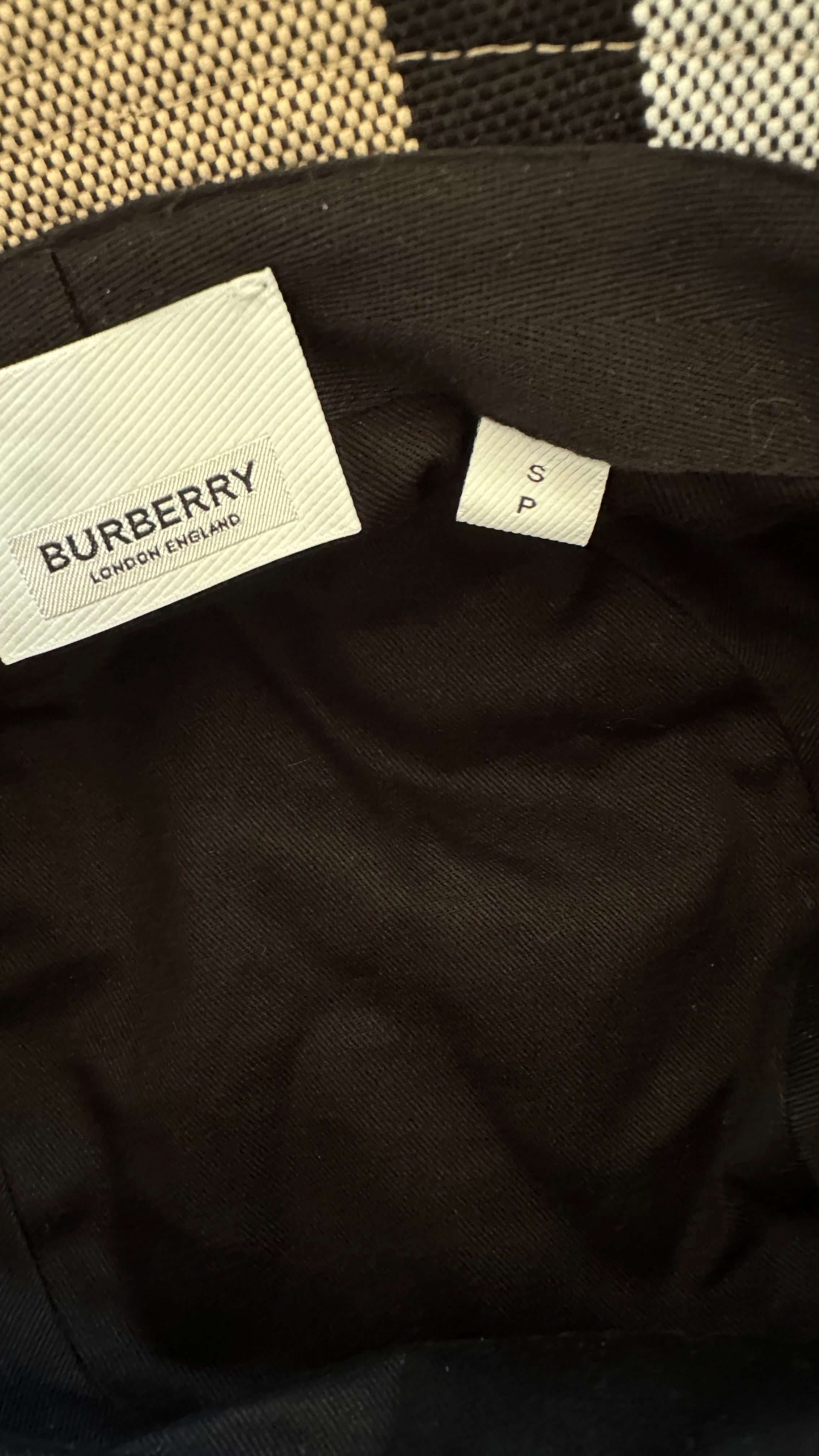 Beige Burberry Check Bucket Hat