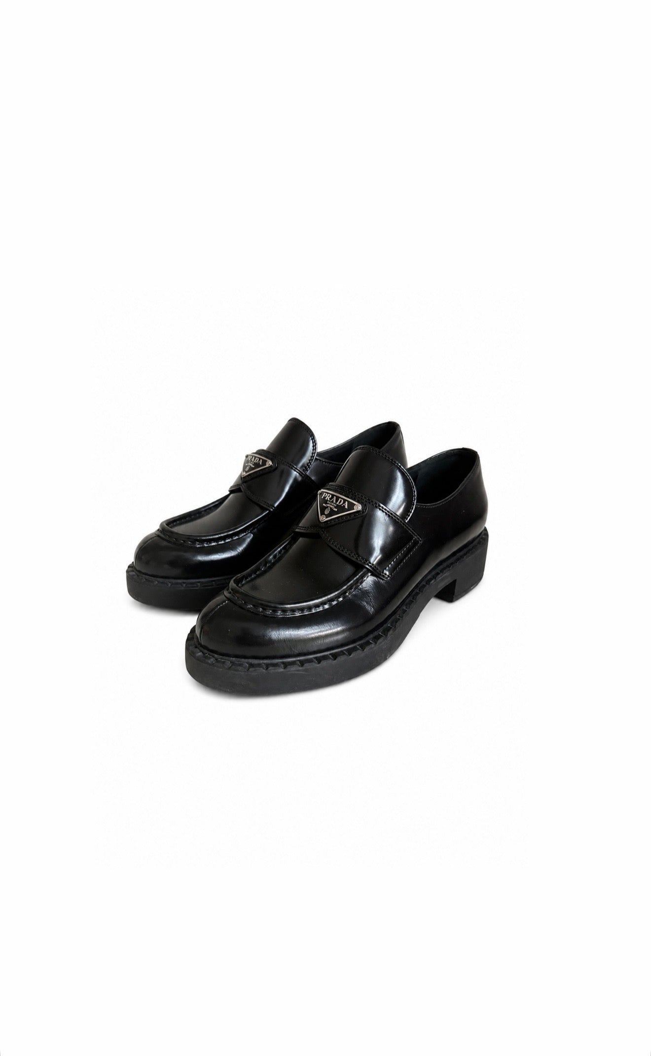 Black Platform Leather Loafers Like New Condition