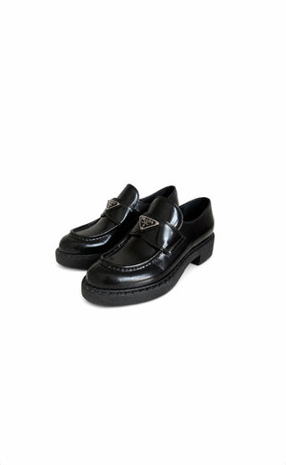 Black Platform Leather Loafers Like New Condition