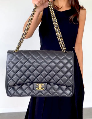 Chanel Black Quilted Jumbo Lambskin Flap Bag