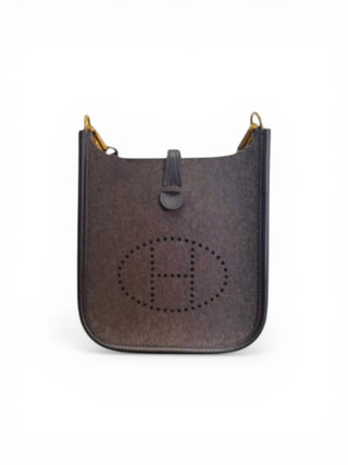 Brown Wool Mini Hermes Crossbody Bag