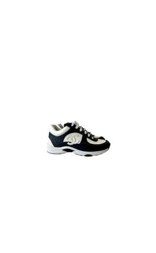 Navy & White CC Logo PVC & Leather Sneakers