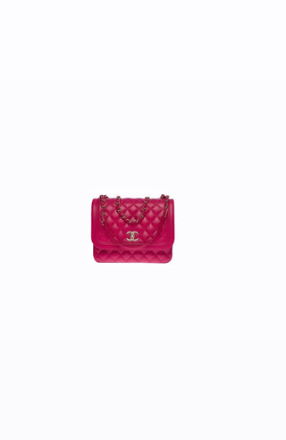 Fuchsia Quilted Lambskin Leather Lovely Day Flap Bag
