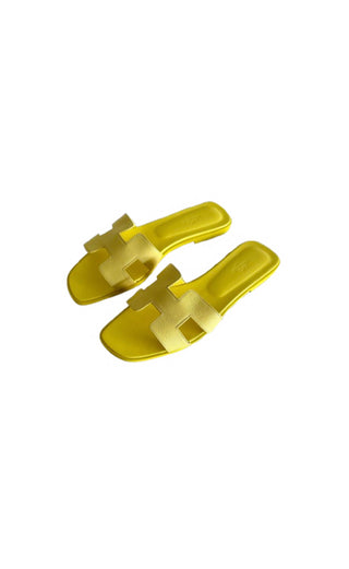 Hermes Yellow Epsom Leather Oran Sandals