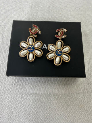 Chanel Flower Pearl Earrings