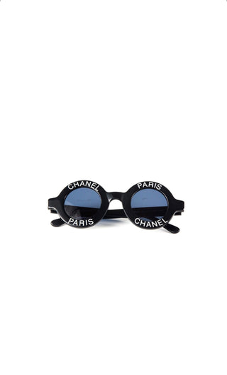 Vintage 1993 Black PARIS CC Logo Round Plastic Sunglasses