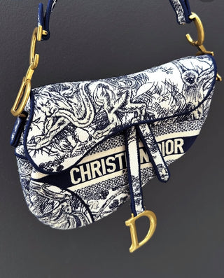 CHRISTIAN DIOR Navy & Cream Saddle Bag
