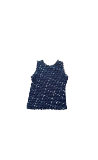 Black, Navy & Purple Tweed Sleeveless Top