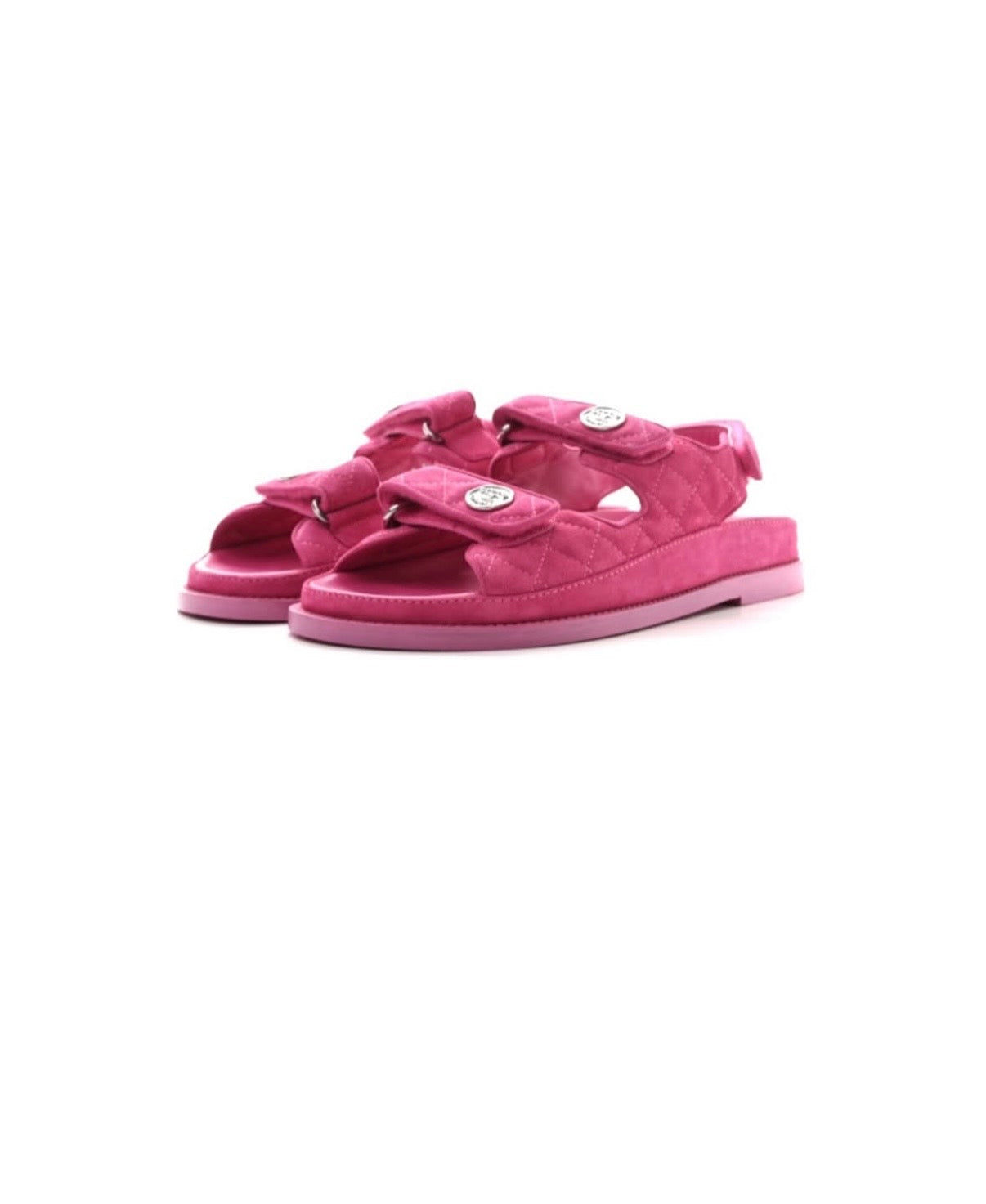 Chanel  Suede Calfskin Velcro Dad Sandal Size 39