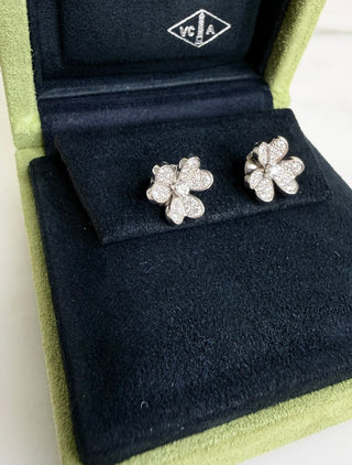 Van Cleef & Arpels White Gold 18k Diamond Frivole Mini Model Earrings