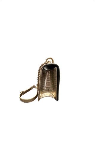 Metallic Gold Micro Cannage Leather Medium Diorama Shoulder Bag