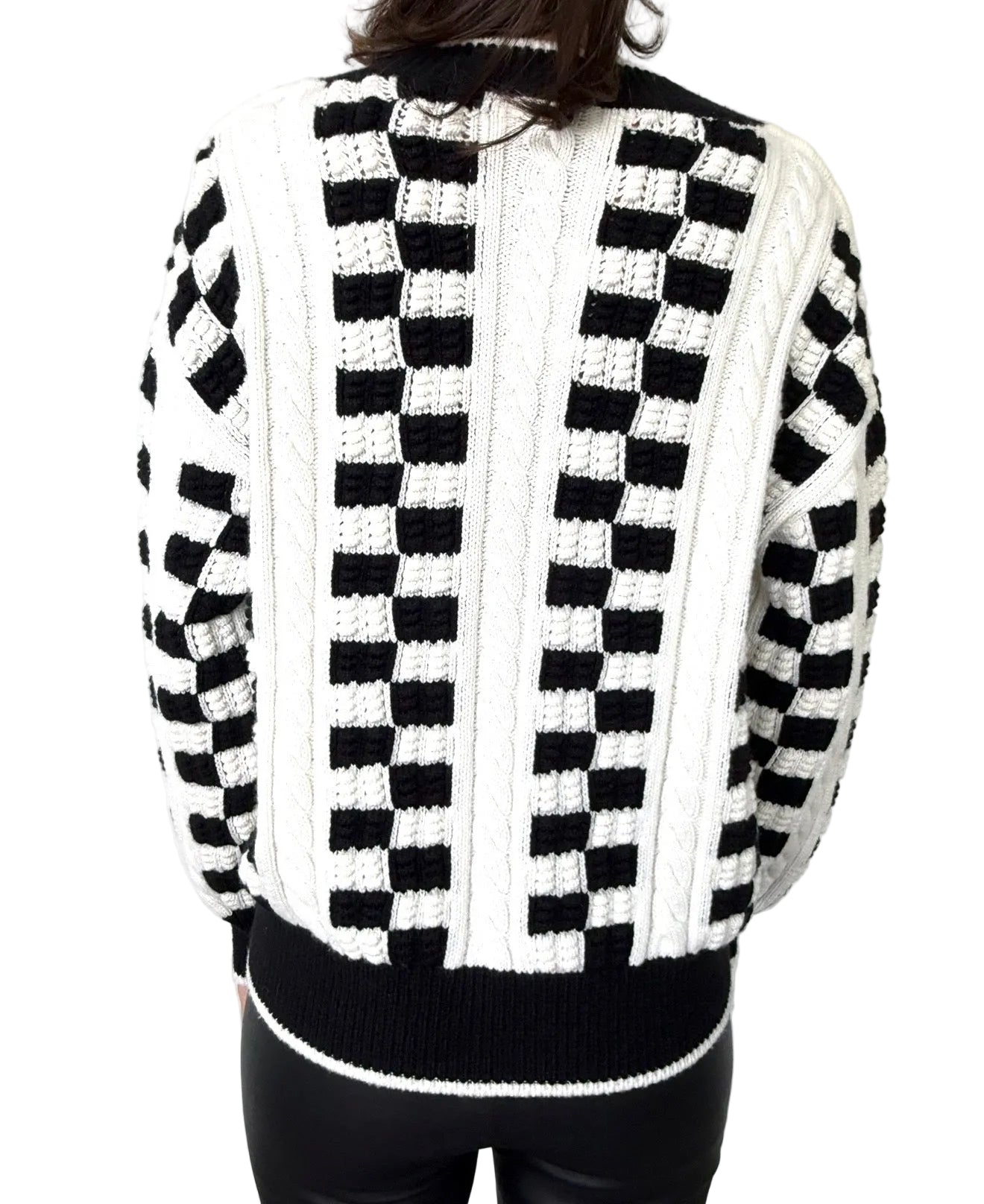 Chanel Black & White Cashmere Cardigan