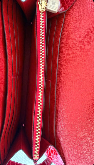 Rouge Shiny Crocodile Kelly Longue Wallet