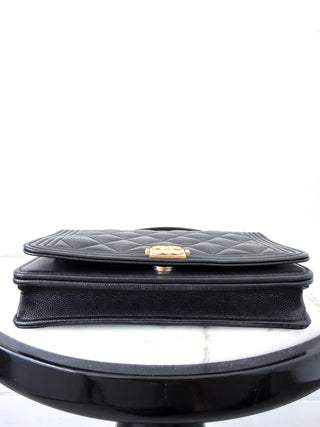 Chanel Black Caviar Boy Wallet On Chain w Gold Hardware