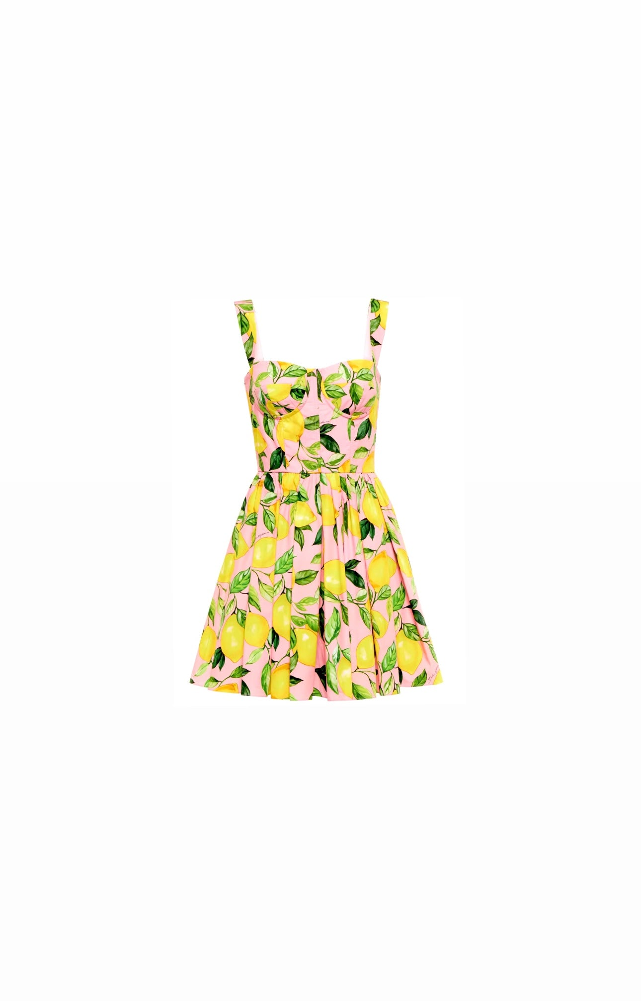 Pink Lemon Print Mini Cotton Dress