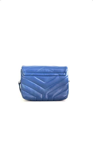 Blue Lou Lou Quilted Bag w Silver Hardware