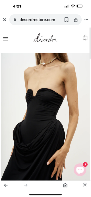 Black Strapless Bustier Draped Maxi Dress