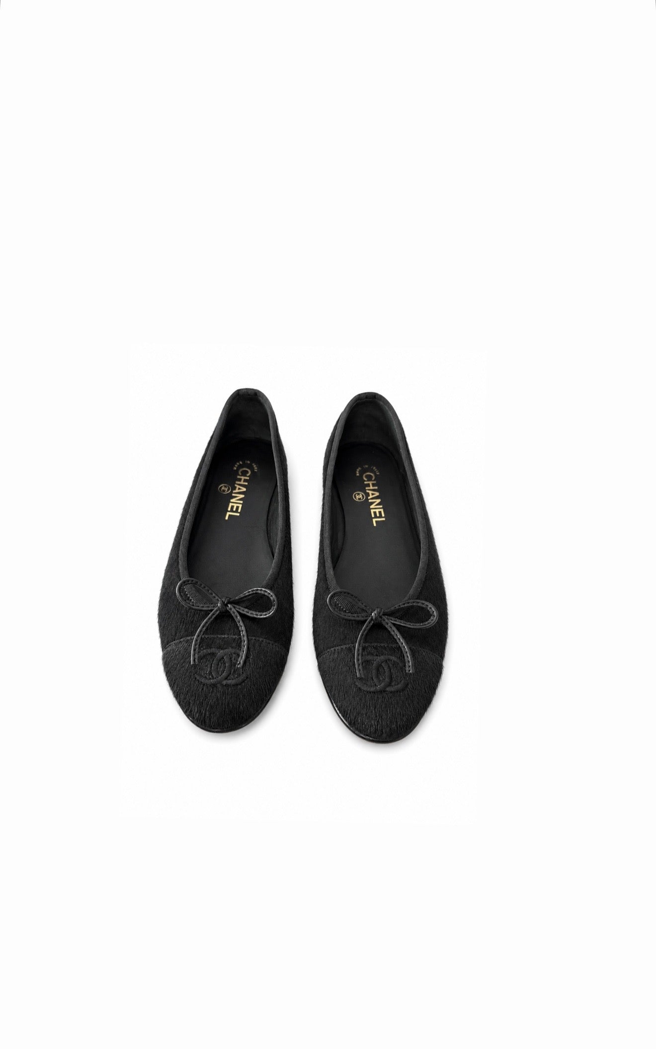 Black Pony Hair Ballet Flats
