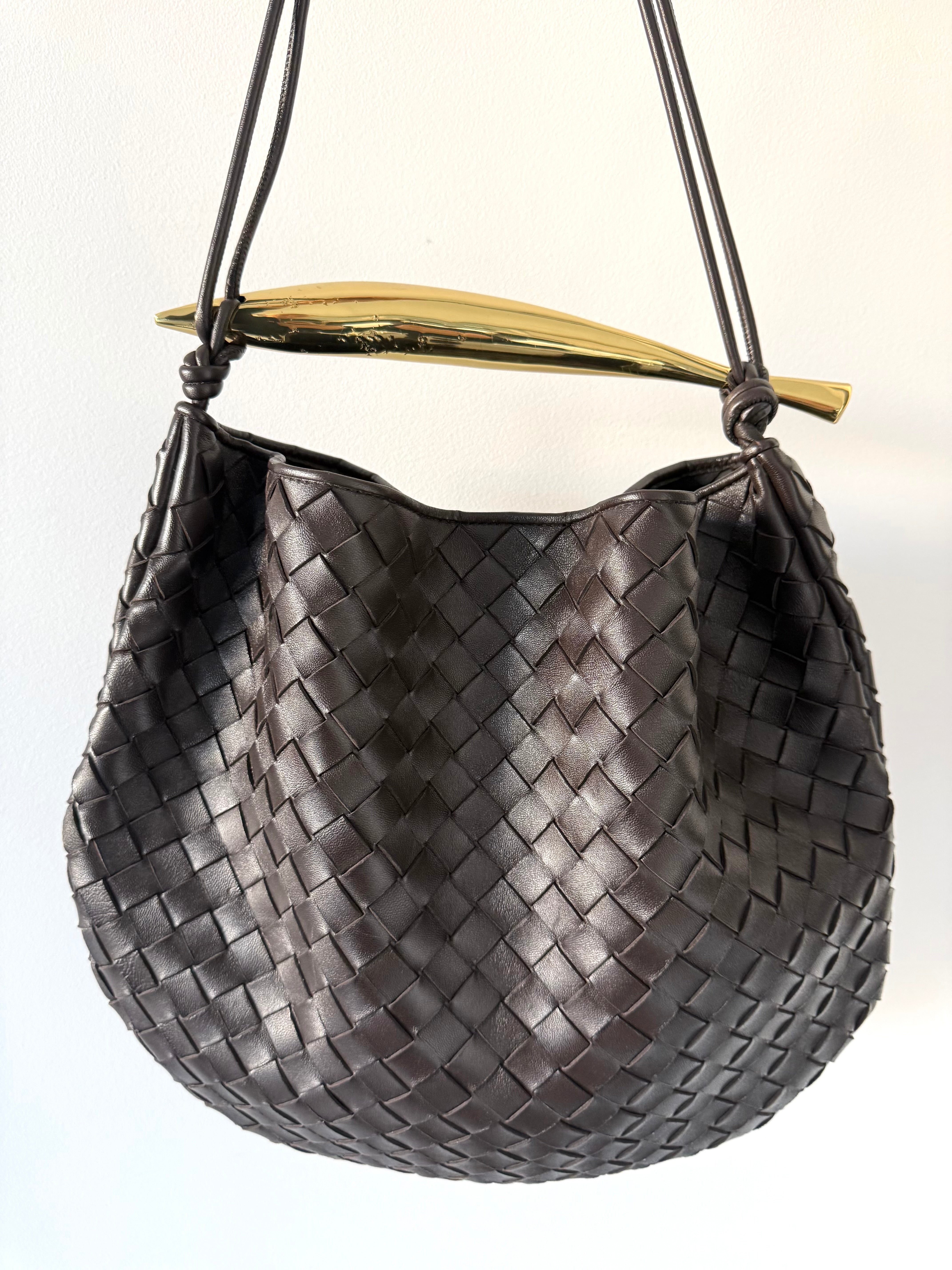 Brown Intrecciato Sardine Medium Shoulder Bag