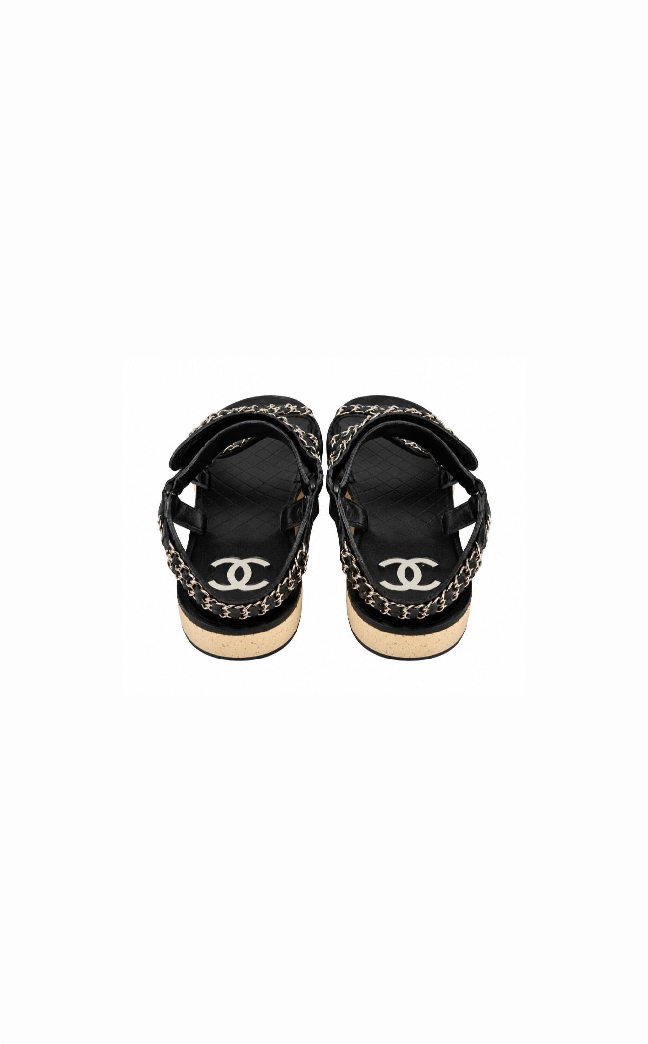 Chanel Black & Silver Chain Sandals