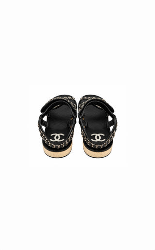 Chanel Black & Silver Chain Sandals