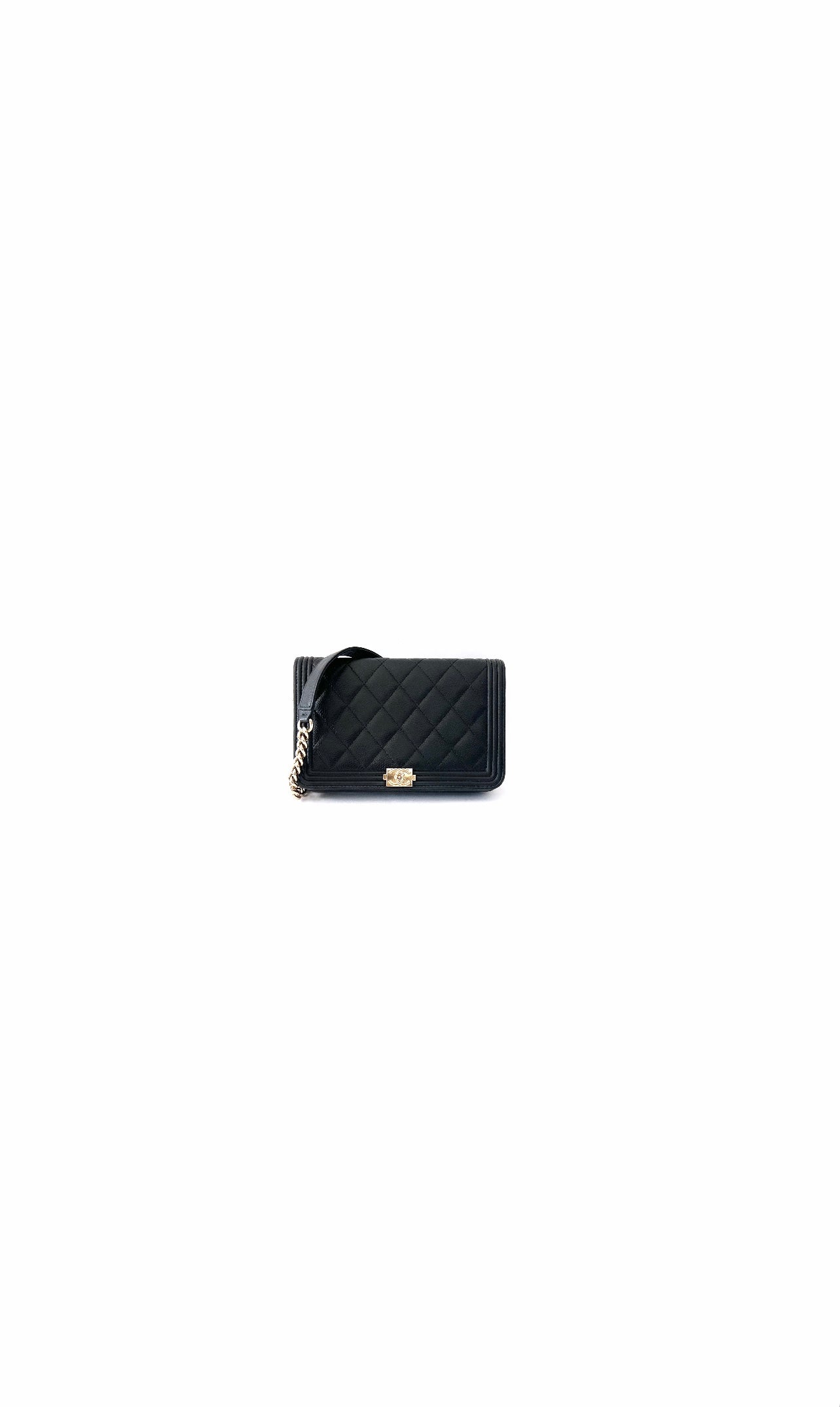 Black Boy WOC Quilted Caviar Leather w Gold Hardware