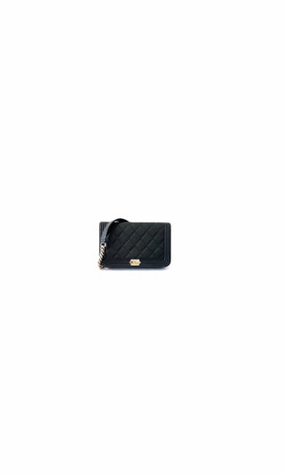 Black Boy WOC Quilted Caviar Leather w Gold Hardware