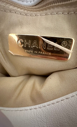 White Chanel 19 Small Flap Bag in Lambskin Leather