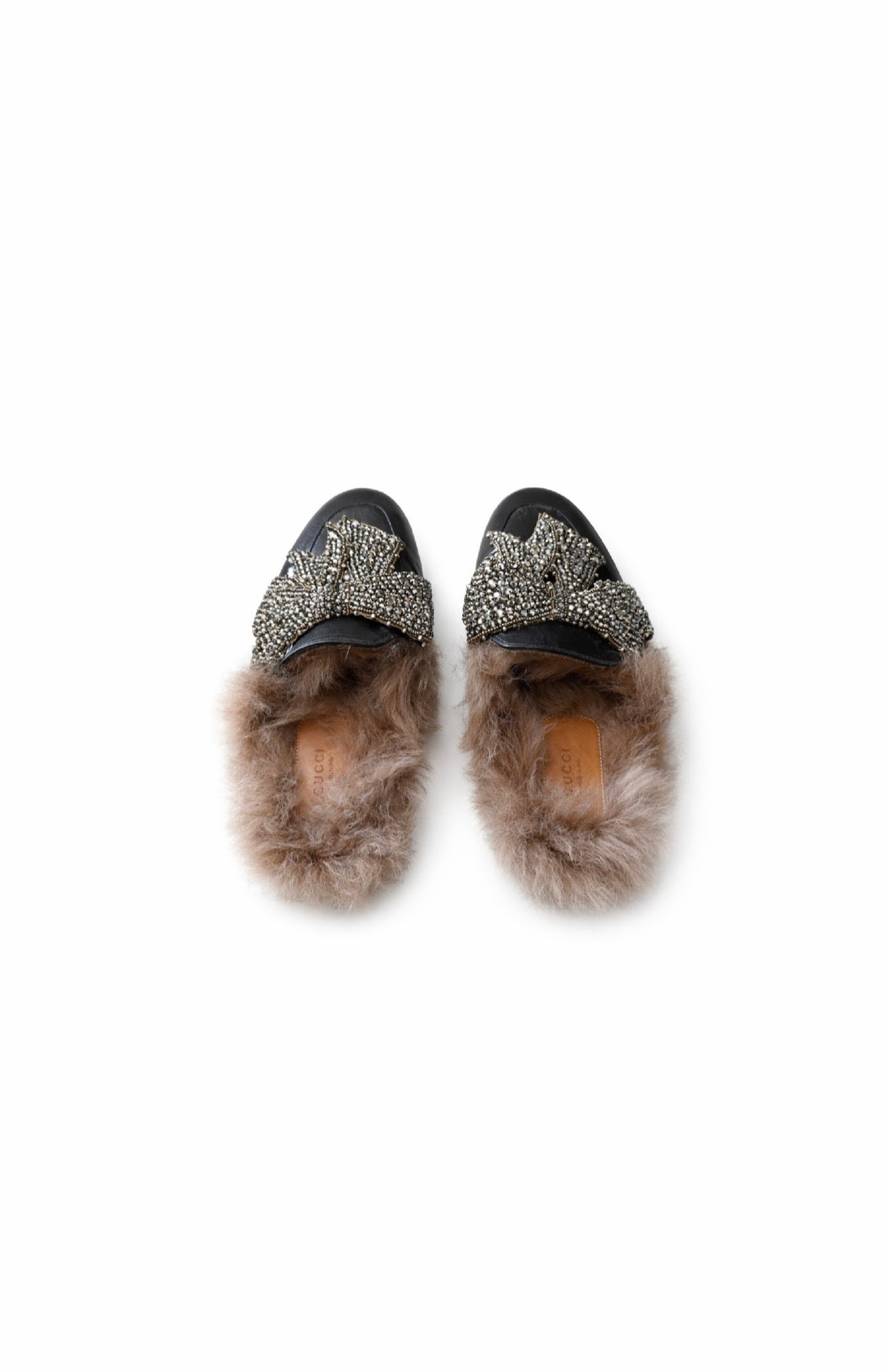 Gucci Black Faux Fur Mules