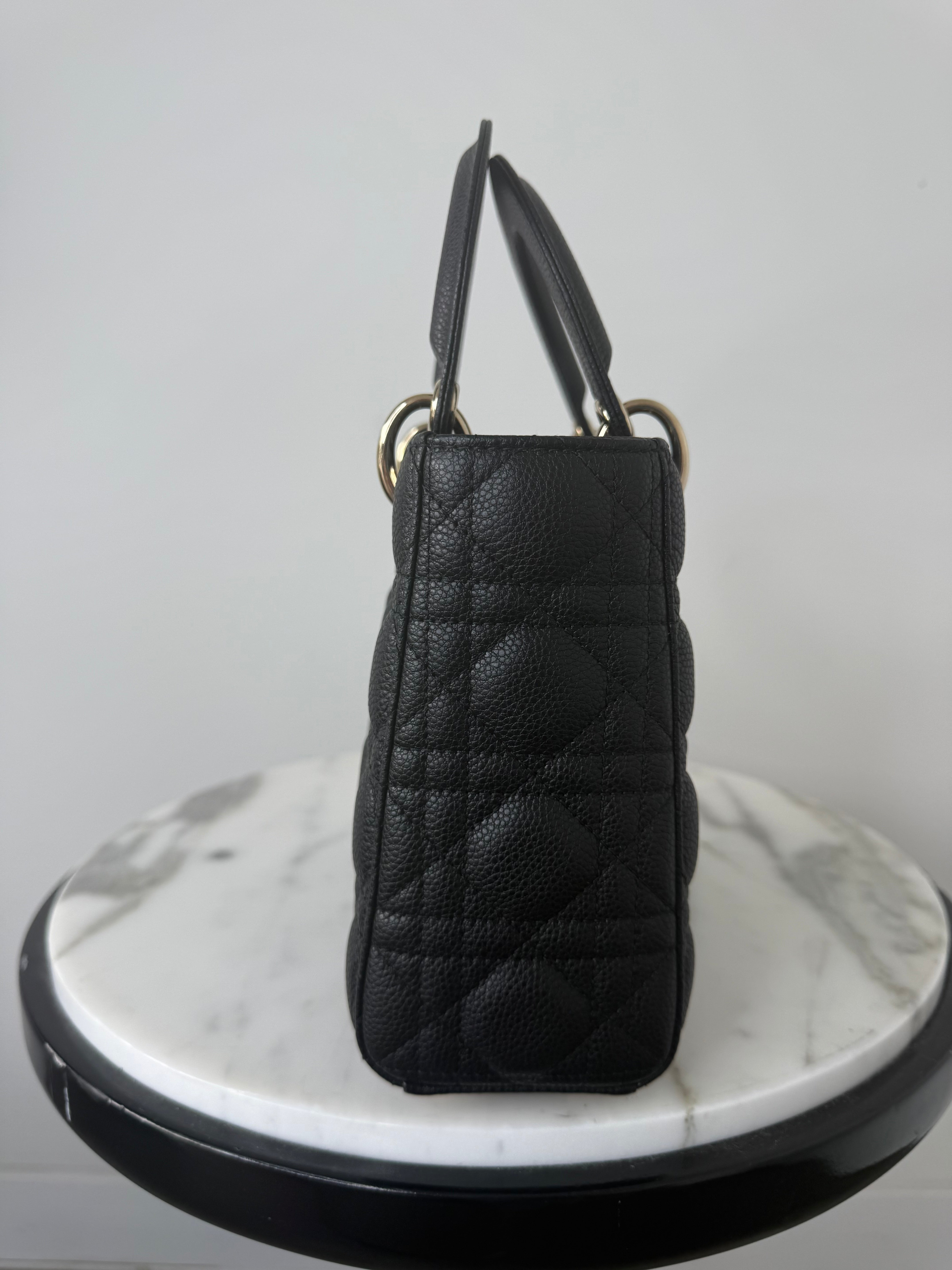 Dior Black Small Cannage Grained Calfskin Lady Dior Bag EXCELLENT CONDITION