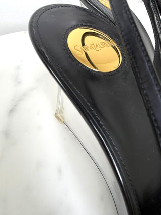 Saint Laurent Black Patent Miller Slingback Pumps Excellent Conditon