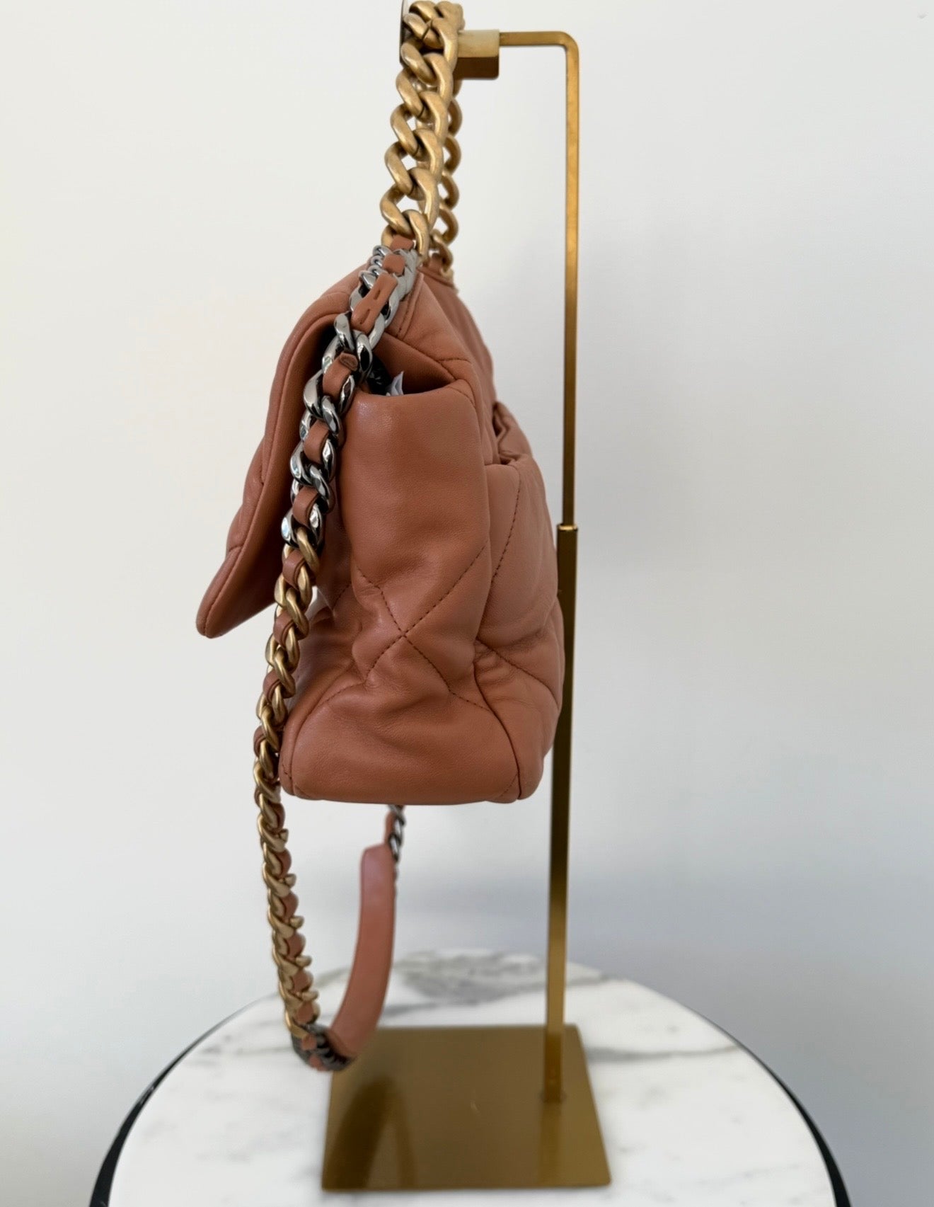 Caramel Medium Chanel 19 Flap Bag w Mixed Hardware   Like New Condition